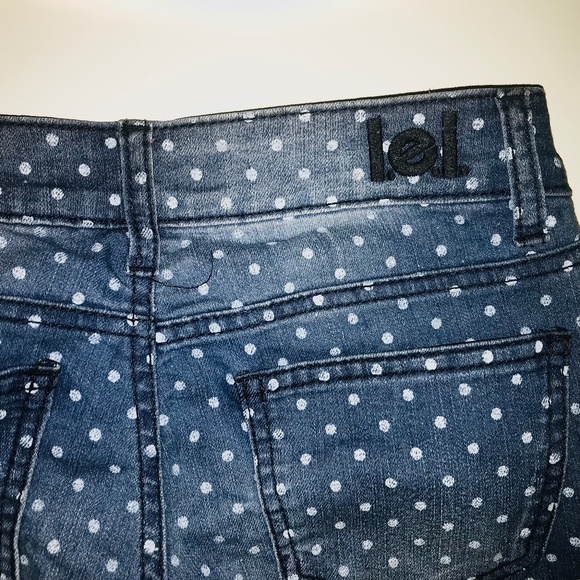 Y2K LEI Ashley Low Rise Skinny Jeans Blue with White Polka Dots Size 1/Juniors - Picture 7 of 12